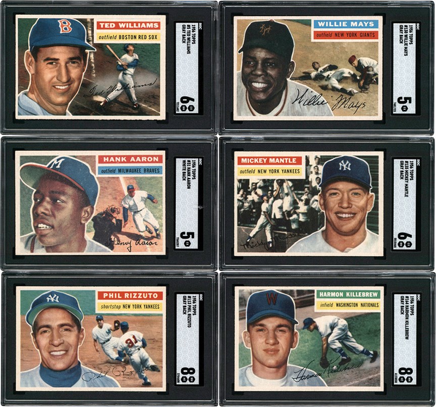 Baseball and Trading Cards - 1956 Topps Baseball High Grade Complete Set (340) w/Mickey Mantle SGC EX-MT 6