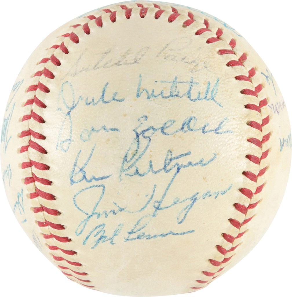 Baseball Autographs - 1948 Cleveland Indians World Champions Team Signed Reunion Baseball w/Paige