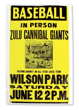 1943 Zulu Cannibal Giants Negro League Broadside
