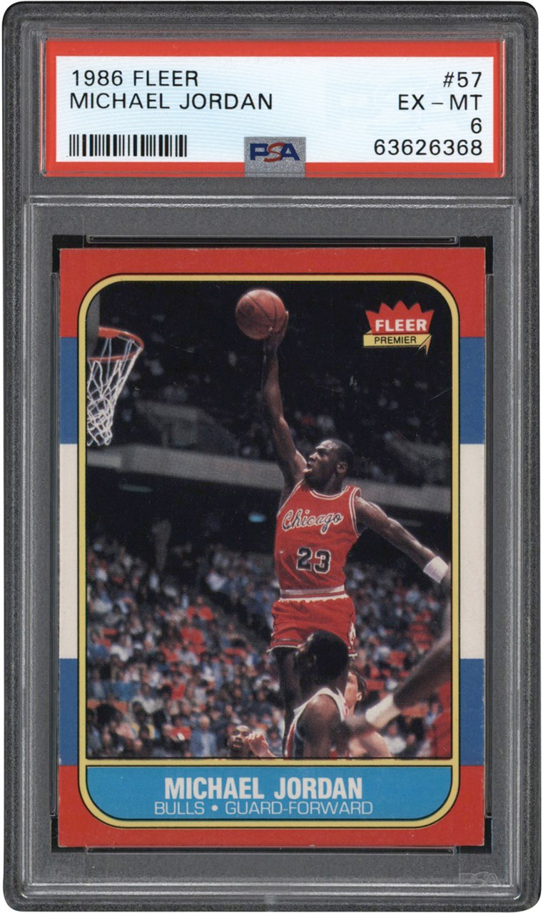 986-1987 Fleer Basketball #57 Michael Jordan Rookie Card PSA EX-MT 6