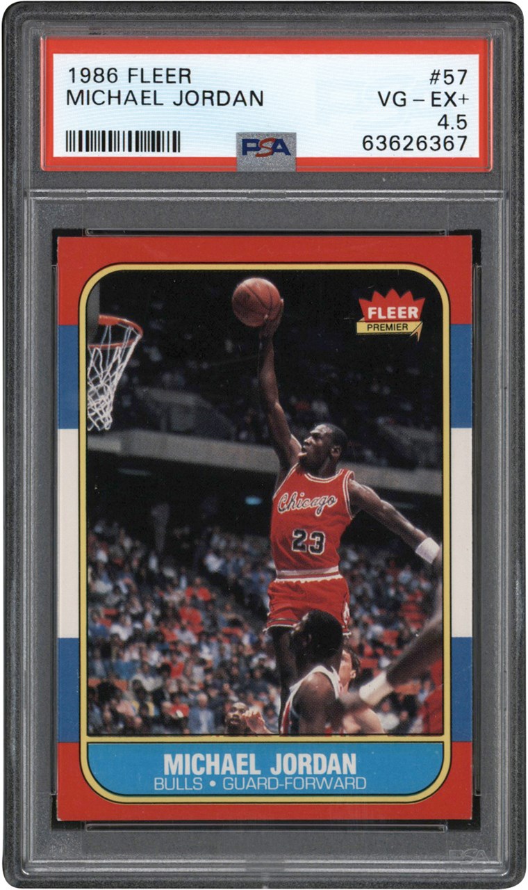 986-1987 Fleer Basketball #57 Michael Jordan Rookie Card PSA VG-EX+ 4.5