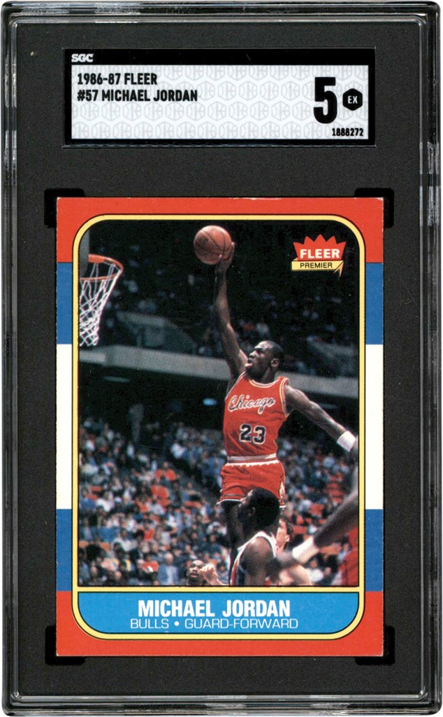 1986-1987 Fleer Basketball #57 Michael Jordan Rookie Card SGC EX 5