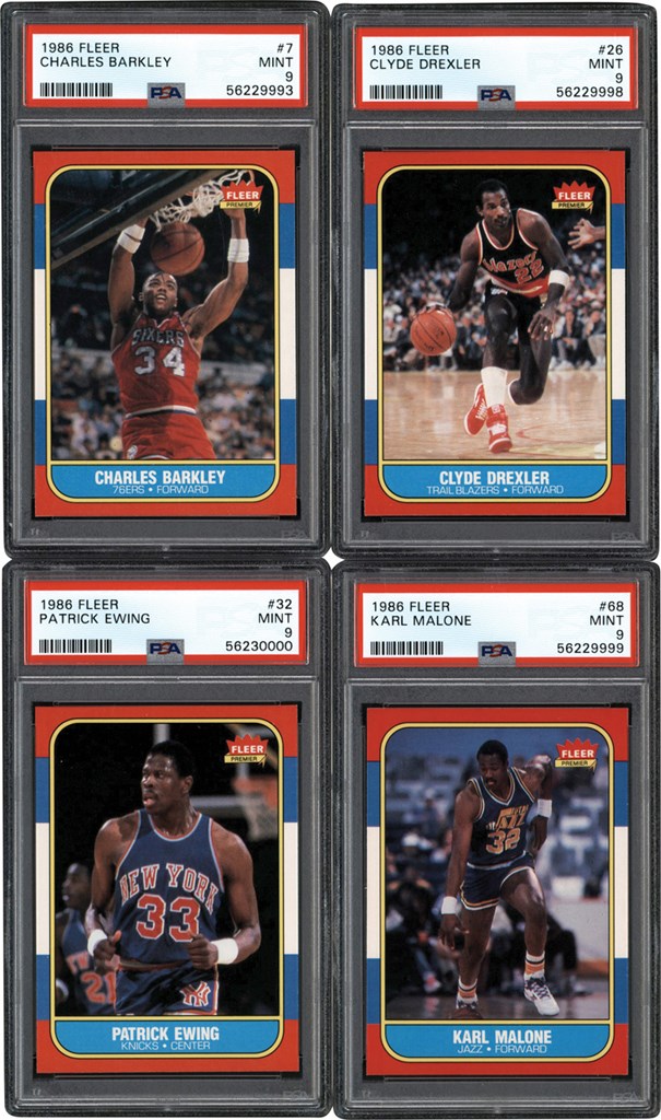 Modern Sports Cards - 986-1987 Fleer Basketball PSA Graded Rookie Card Collection (9) w/PSA 9's