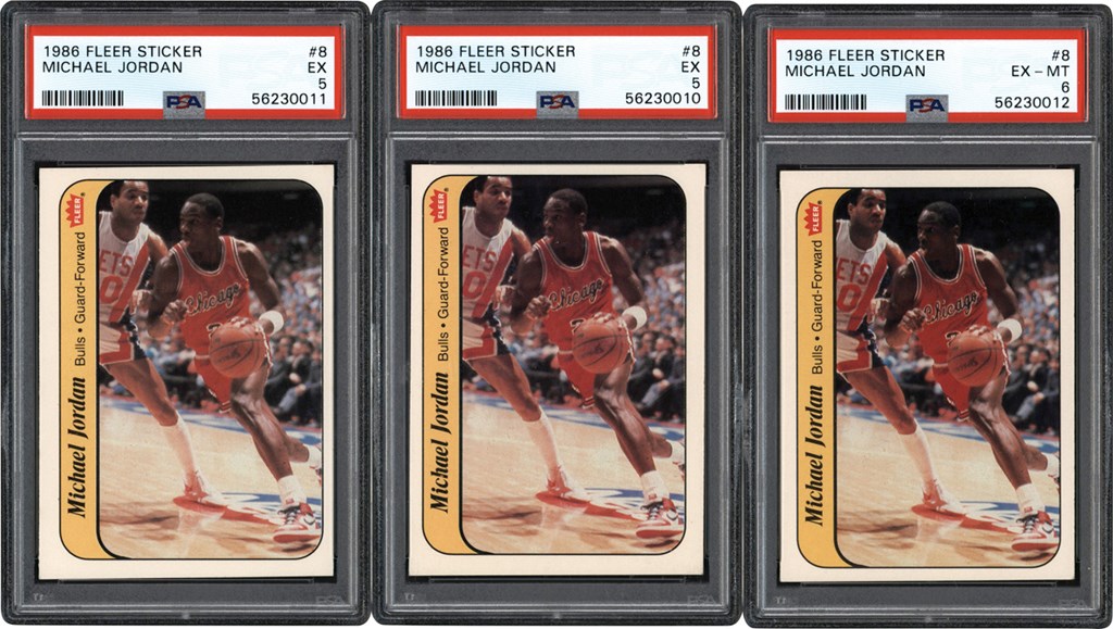 Modern Sports Cards - 986-1987 Fleer Sticker Hall of Famers PSA Graded Collection w/Three Michael Jordans! (12)