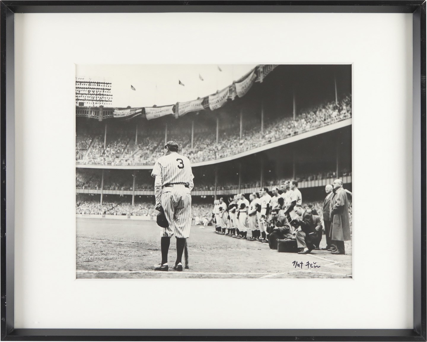 Vintage Sports Photographs - "The Babe Bows Out" Large-Format Photograph Signed by Nat Fein