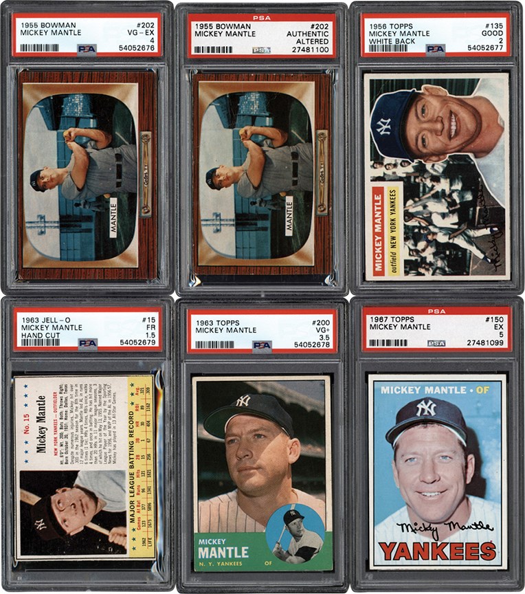 - 1953-1967 Topps, Bowman & Jell-O Mickey Mantle Collection (8) w/PSA