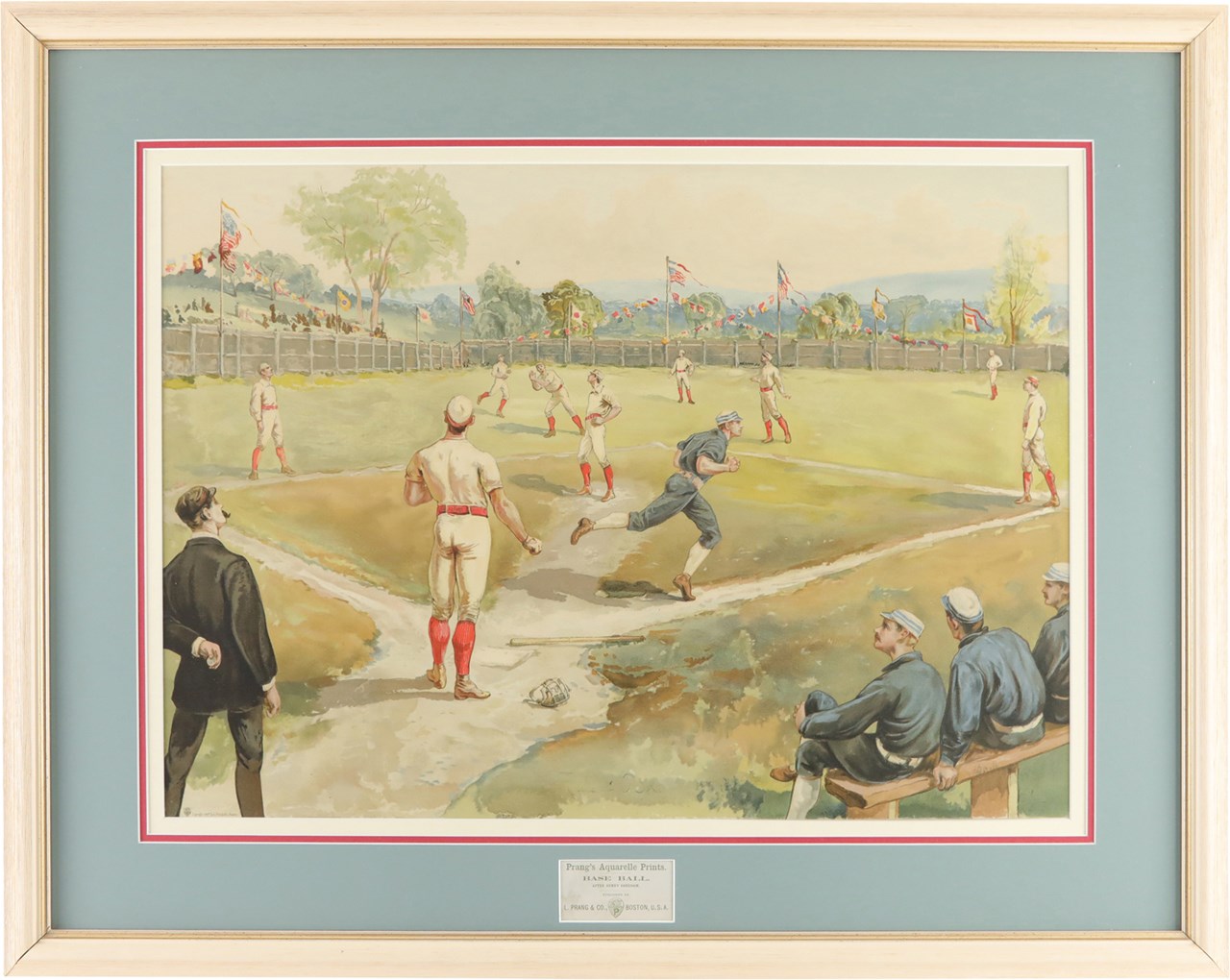 - 1887 Prang Baseball Lithograph w/Exhibition Photograph