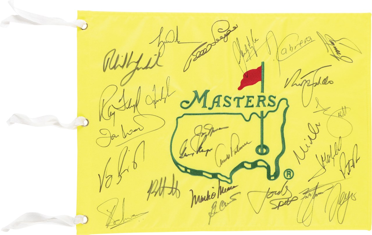 Olympics and All Sports - Incredible Masters Signed Flag w/Tiger Woods (PSA)