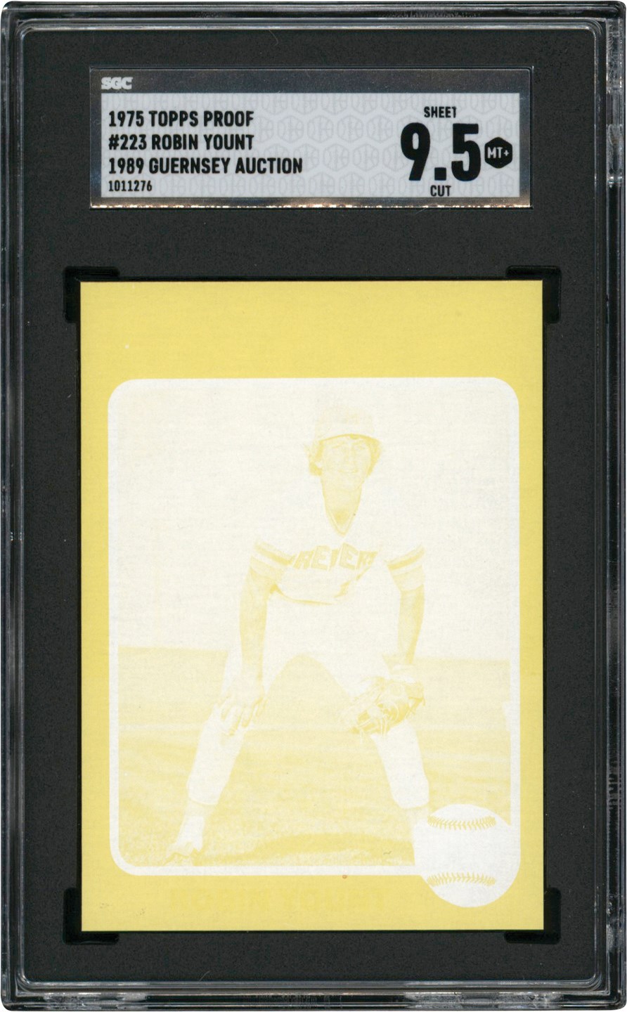 - 1975 Topps Baseball Yellow Proof #223 Robin Yount Rookie Card "1/1" SGC MINT+ 9.5 (ex-1989 Guernsey Auction)