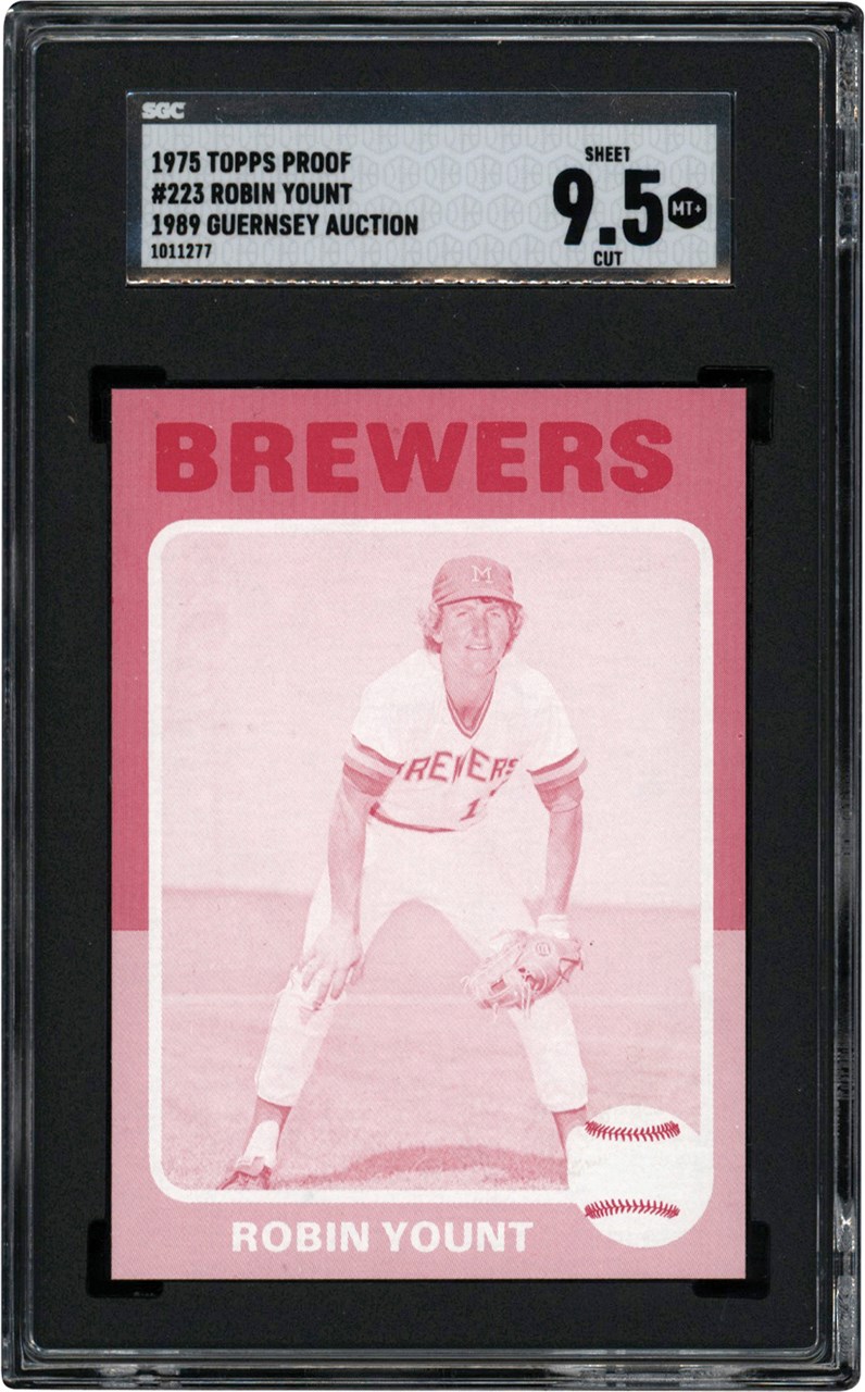 - 1975 Topps Baseball Magenta Proof #223 Robin Yount Rookie Card "1/1" SGC MINT+ 9.5 (ex-1989 Guernsey Auction)