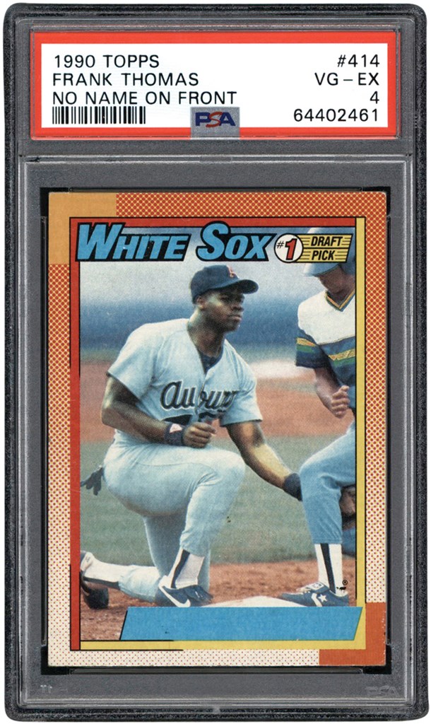 - 1990 Topps Baseball #414 Frank Thomas "No Name on Front" Rookie Card PSA VG-EX 4