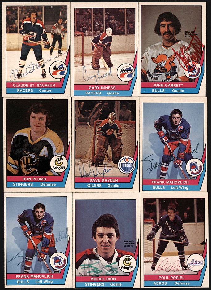 - 1970s WHA Signed Hockey Card Collection w/Hall of Famers (34)