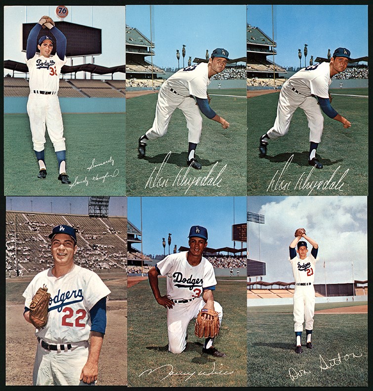 960s Los Angeles Dodgers Color Postcard Collection w/Koufax and Drysdale (39)