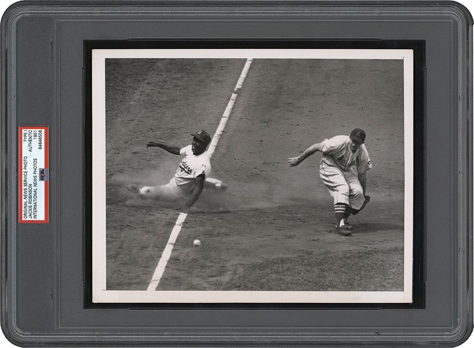 The Brown Brothers Photograph Collection - 1951 Jackie Robinson "Safe at Third" Photograph (PSA Type I)