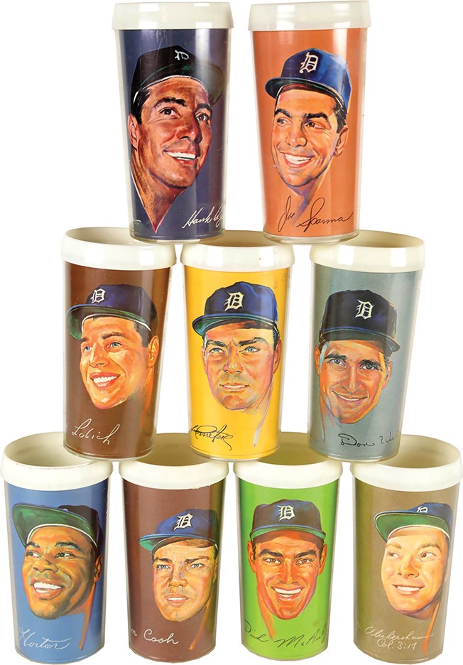 Ty Cobb and Detroit Tigers - 1966-68 Detroit Tigers Volpe Baseball Tumblers (9 Different)