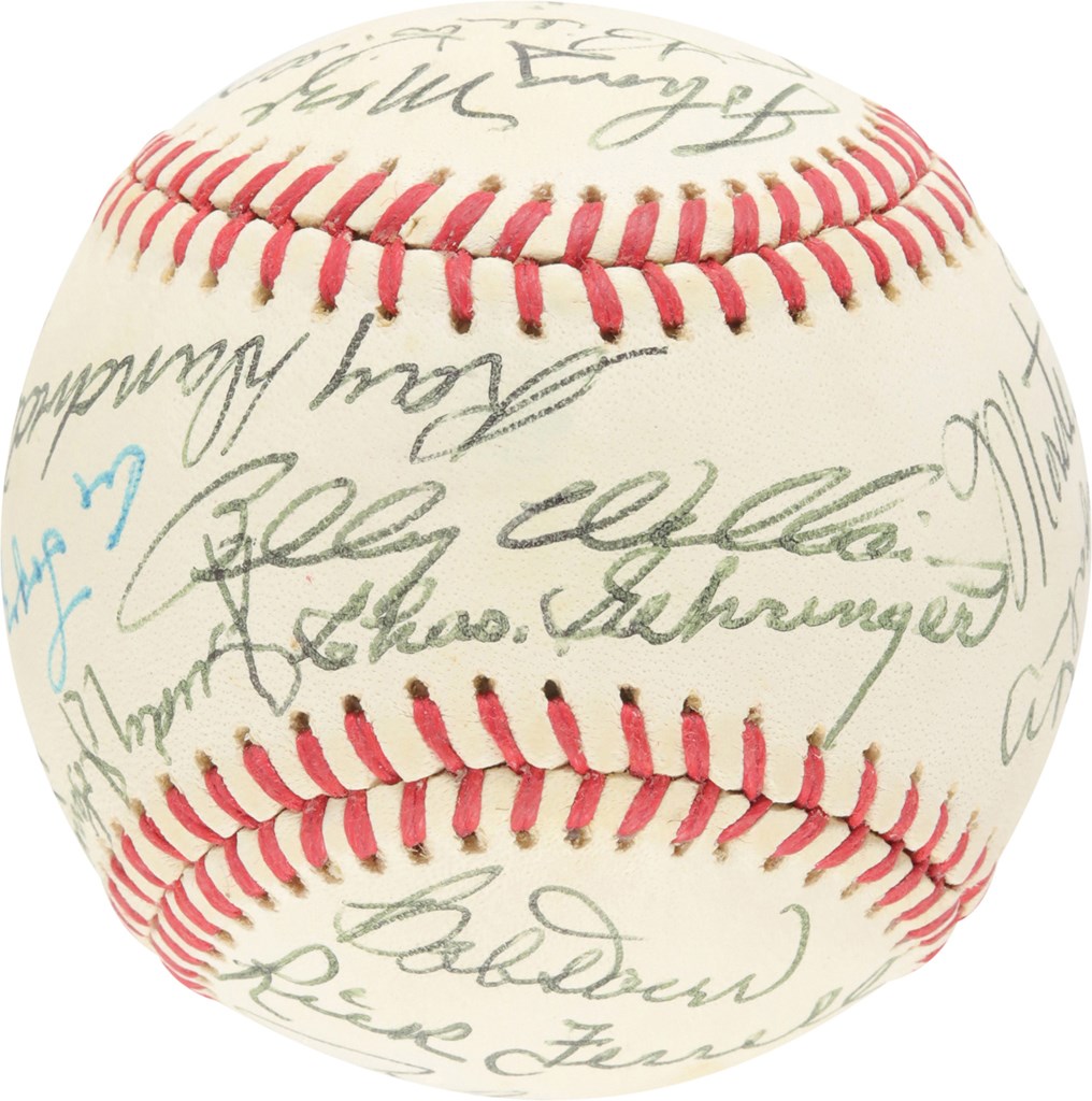 Hall of Famers Signed Baseball w/ Ted Williams