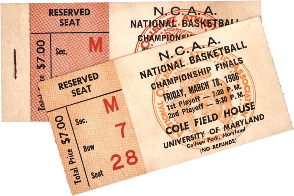 - 1966 "Glory Road Game" NCAA Final and Semi Final Game Tickets