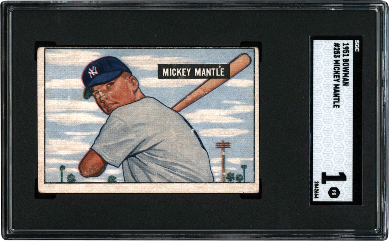 - 1951 Bowman #253 Mickey Mantle Rookie Card SGC PR 1