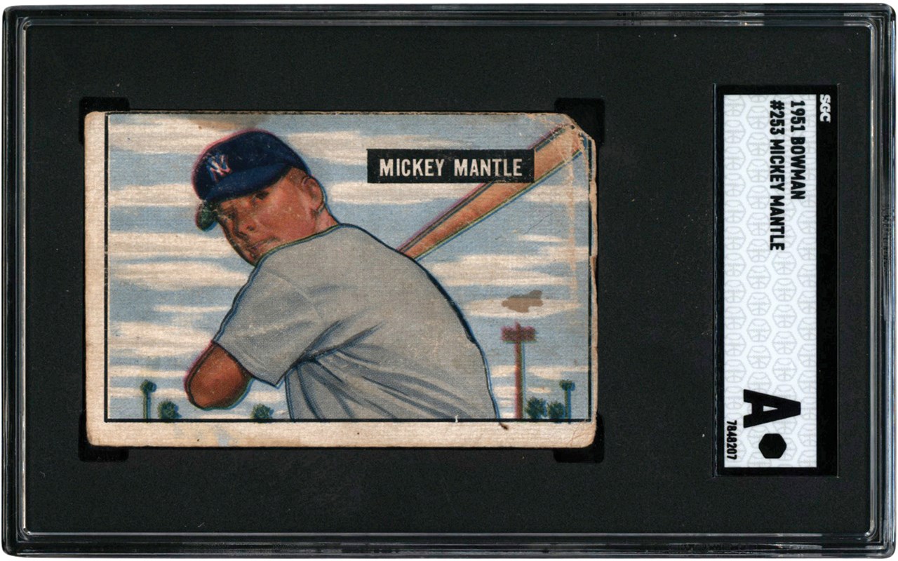 - 1951 Bowman #253 Mickey Mantle Rookie Card SGC Authentic
