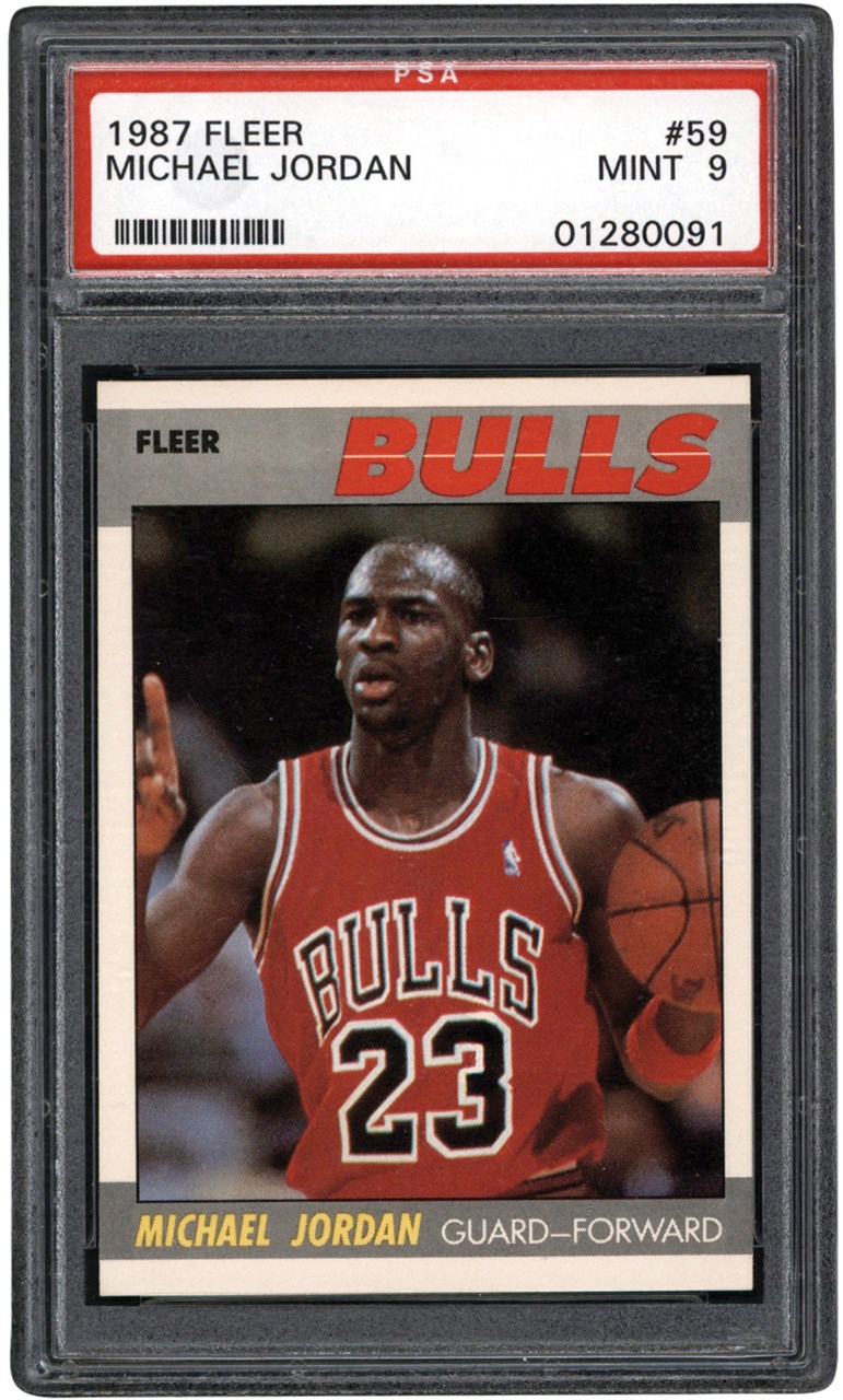 Modern Sports Cards - 987-1988 Fleer Basketball #59 Michael Jordan Card PSA MINT 9
