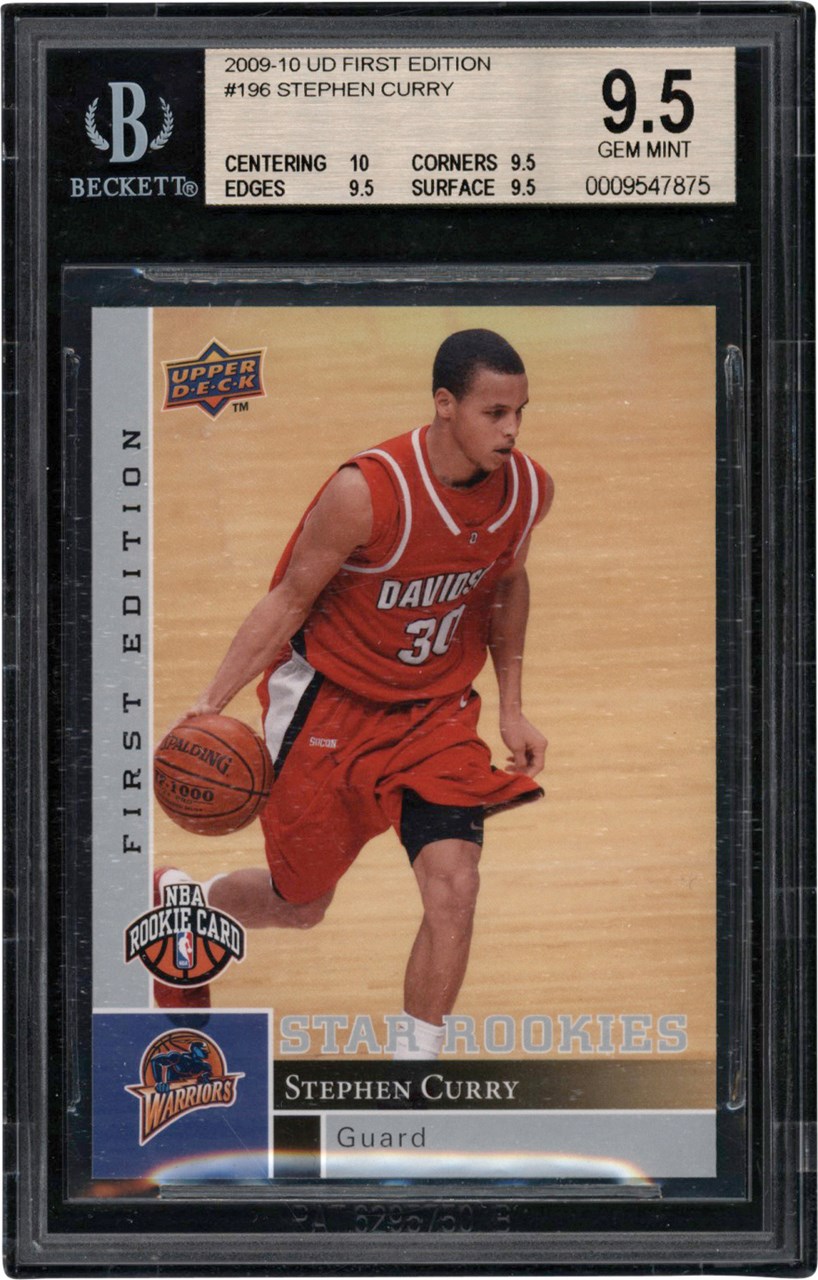 Modern Sports Cards - 009-2010 UD First Edition Basketball #196 Stephen Curry Rookie Card BGS GEM MINT 9.5 (True Gem+)