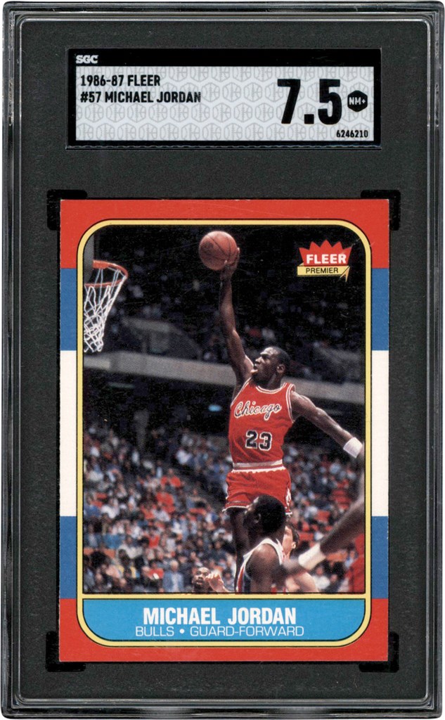 - 986-1987 Fleer Basketball #57 Michael Jordan Rookie Card SGC NM+ 7.5