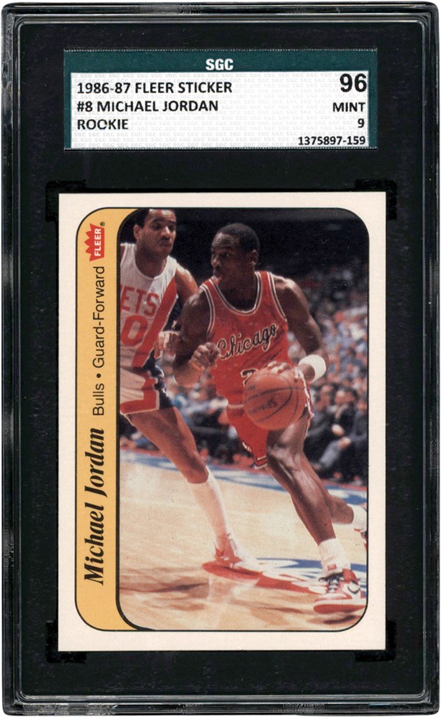 - 1986-1987 Fleer Basketball Sticker #8 Michael Jordan SGC MINT 9