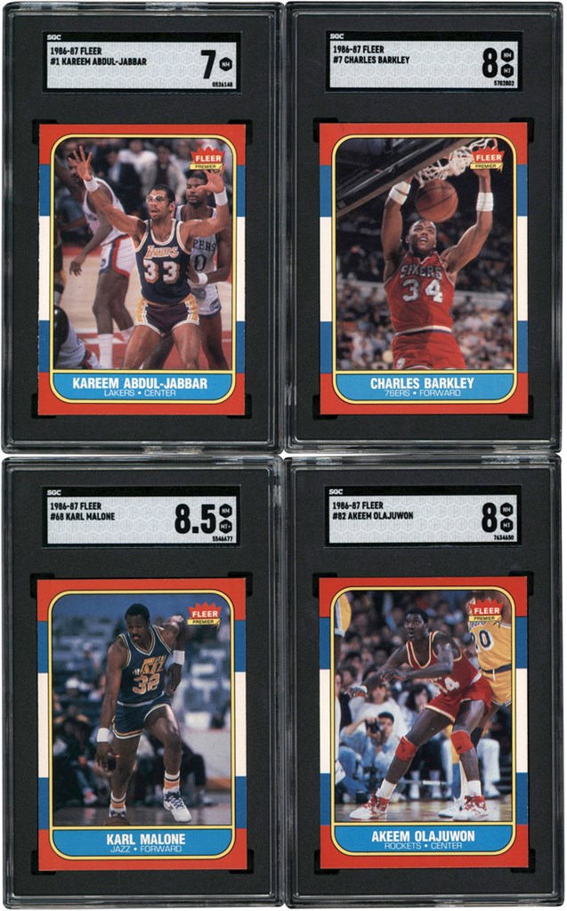 - 1986-1987 Fleer Basketball Near Complete Set with Stickers (141/143) SGC