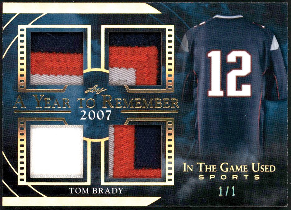 - 2020 Leaf "A Year to Remember" #AYR-44 Tom Brady "1/1" Quad Game Used Patch Card