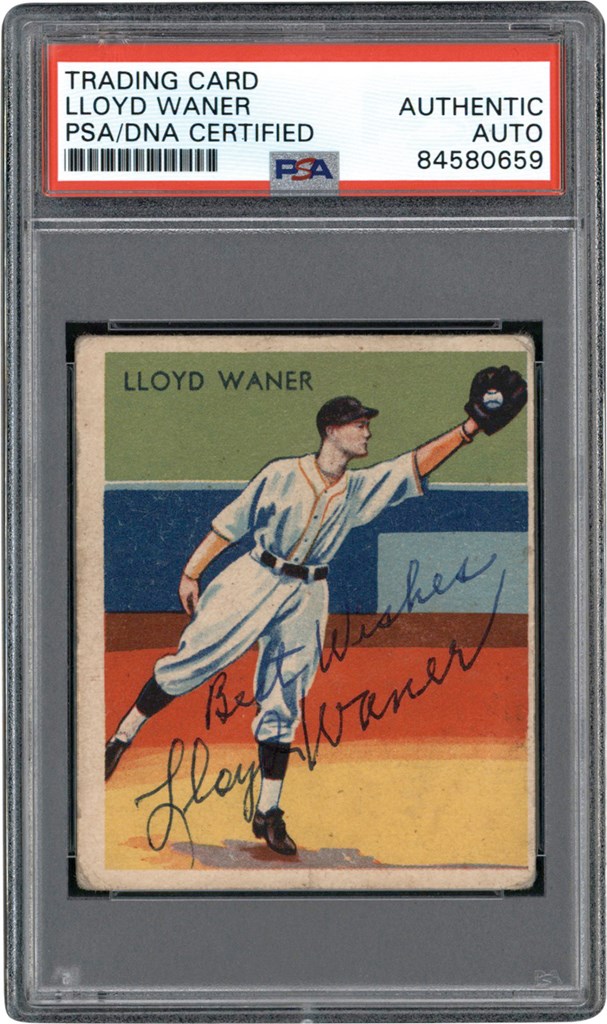 934-1936 R327 Diamond Stars #16 Lloyd Waner Signed Card (PSA)