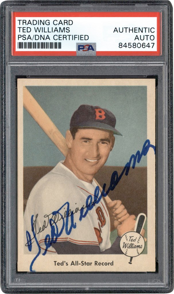 - 959 Fleer Ted Williams #63 "Ted's All-Star Record" Signed Card (PSA)