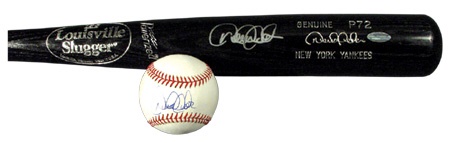 NY Yankees, Giants & Mets - Derek Jeter Autographed Bat (33.75”) & Baseball