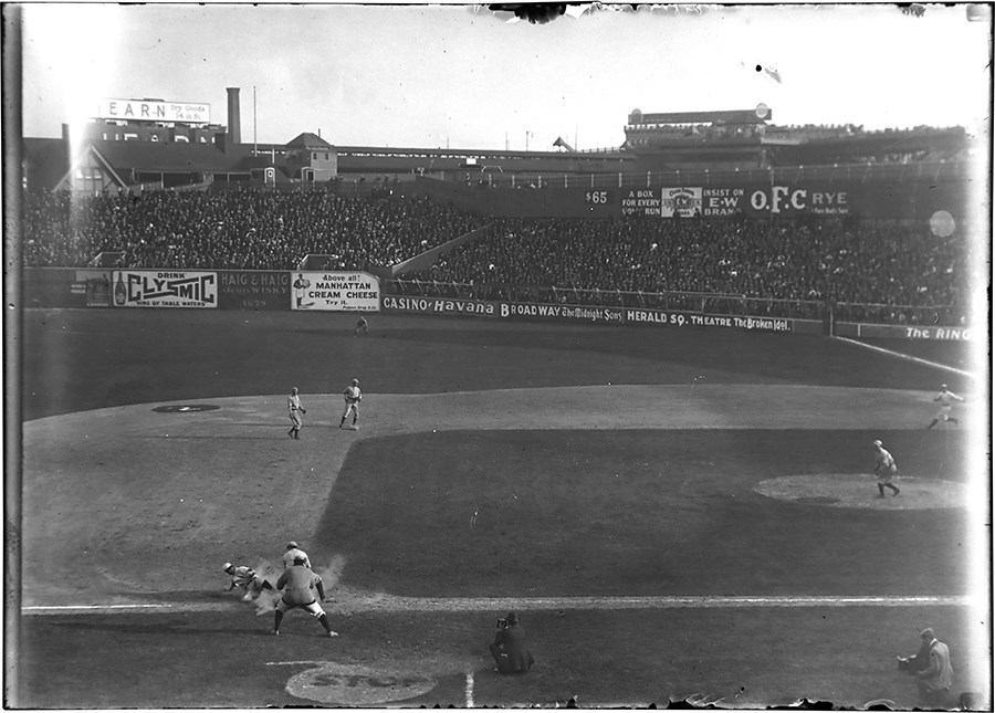 - 1909 Polo Grounds Game Action Original Glass Plate Negative