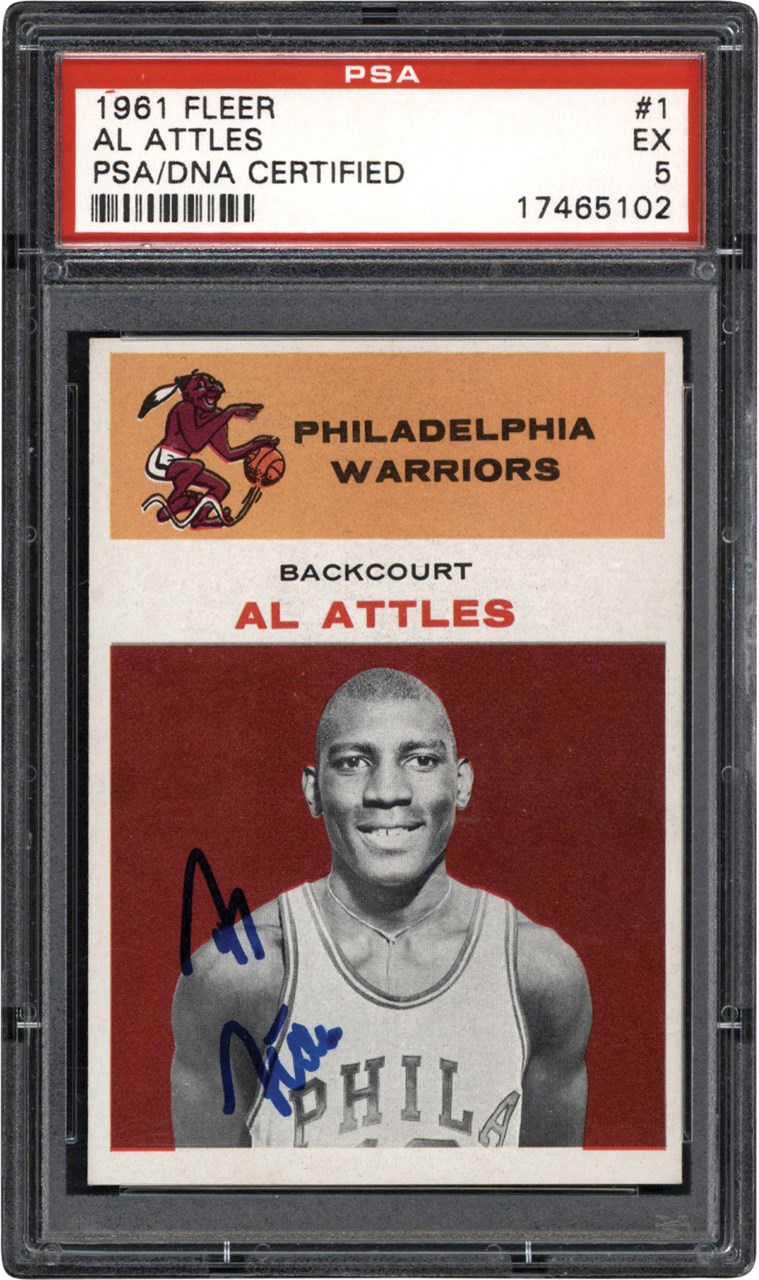 Basketball Cards - Signed 1961-62 Fleer Basketball #1 Al Attles  Rookie Card PSA EX 5 (Pop 3 - None Higher)