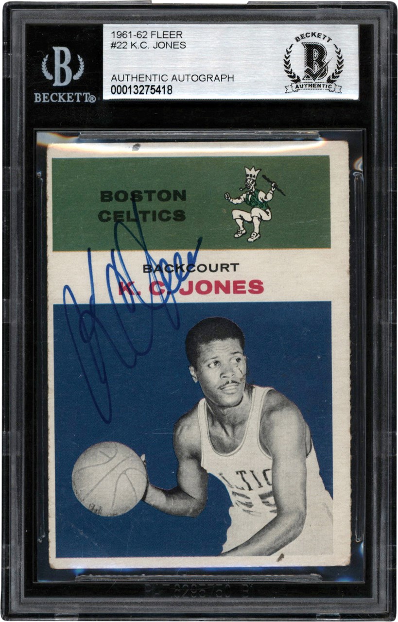 Basketball Cards - Signed 1961-62 Fleer Basketball #22 K.C. Jones Rookie Card (Beckett)