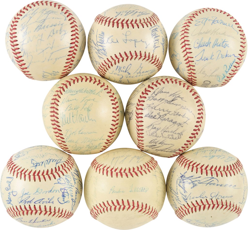 - Nice Collection of 1952-1971 Cleveland Indians Team Signed Baseballs (8)