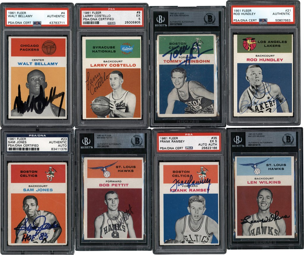 Basketball Cards - Signed 1961-62 Fleer Basketball Collection (23) w/  Bellamy (RC) PSA & Beckett