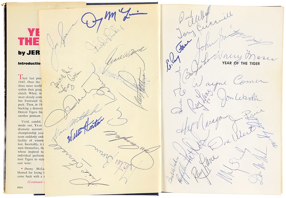 Ty Cobb and Detroit Tigers - Detroit Tigers Greats Signed "Year of the Tiger" Book
