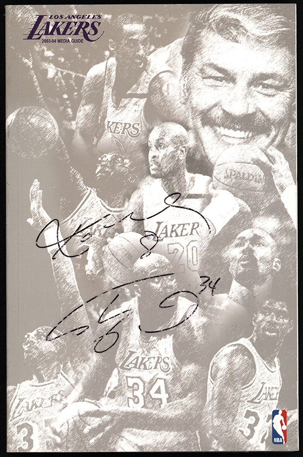 Jan Van Breda Kolff Collection - 2003 Kobe Bryant & Shaquille O'Neal Signed Los Angeles Lakers Media Guide