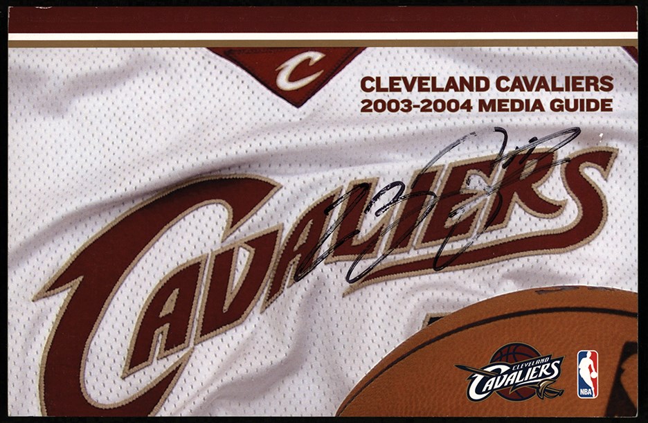 2003-04 LeBron James Rookie Signed Cleveland Cavaliers Media Guide (PSA)