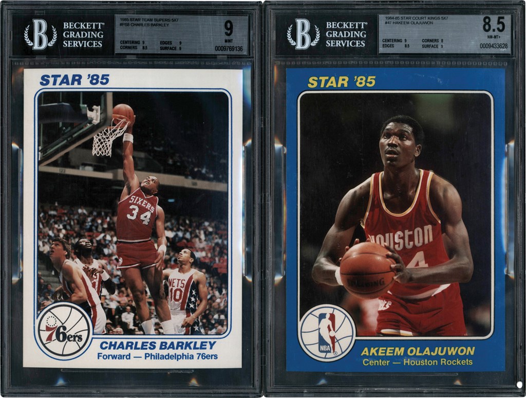 Basketball Cards - 1984-85 Star 5X7 BGS Collection (5) w/Olajuwon, Jordan, & Barkley