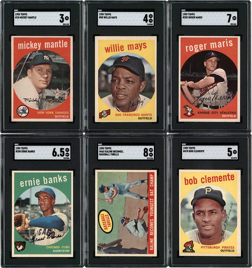 1959 Topps Baseball Partial Set (421/572) w/SGC Mantle, Mays & Clemente