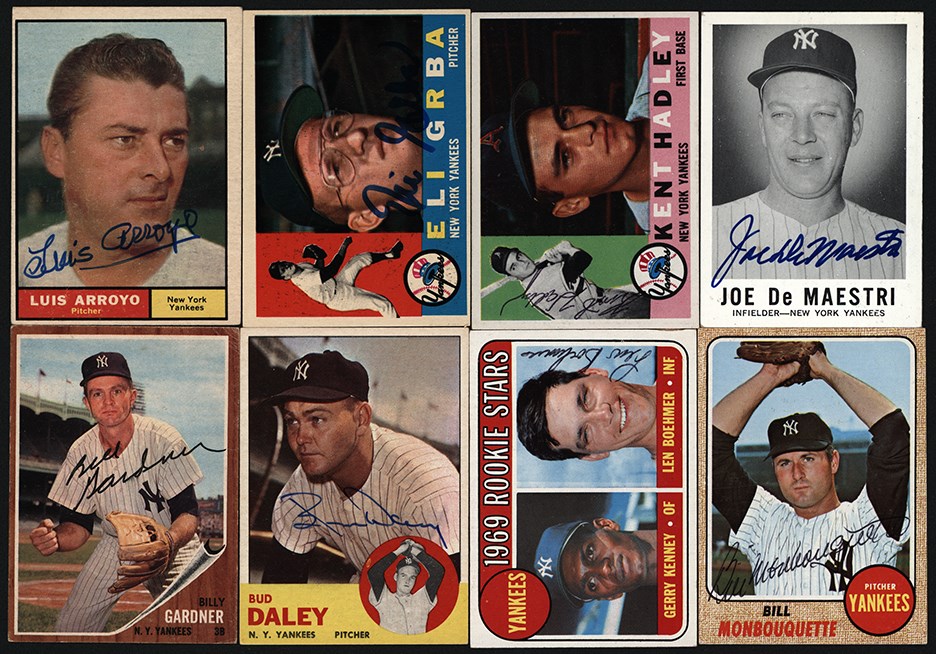 - Signed 1950s-2000s New York Yankees Card Collection w/Hall of Famers (80)