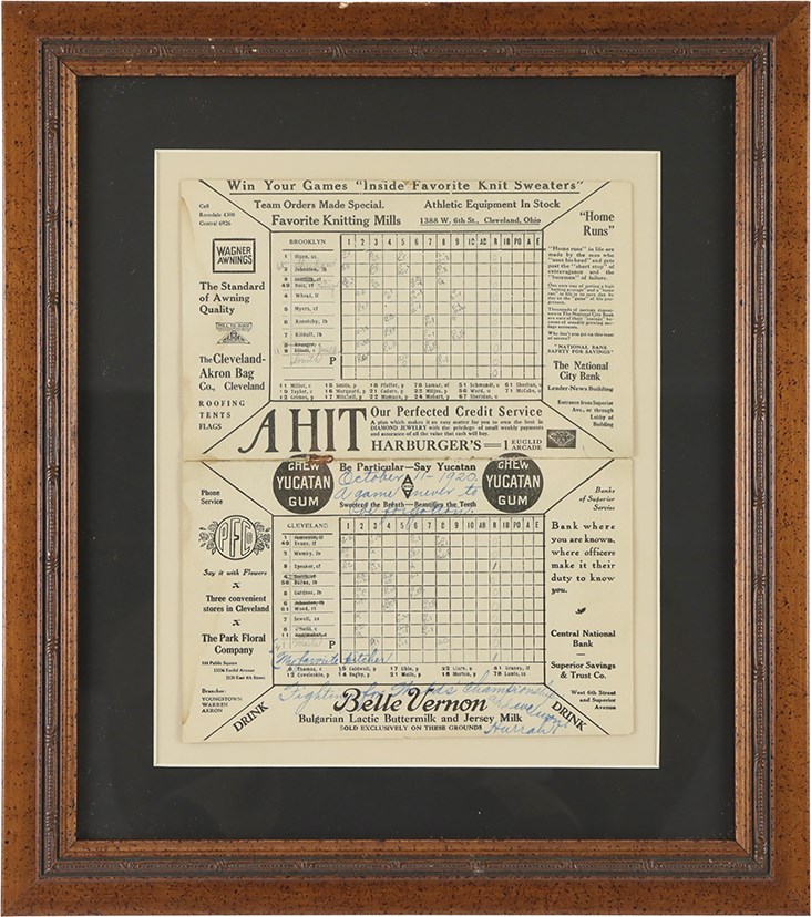 Cleveland Indians - 1920 Cleveland Indians World Series Penultimate Game 6 Win (to Stay Alive) Game Scorecard