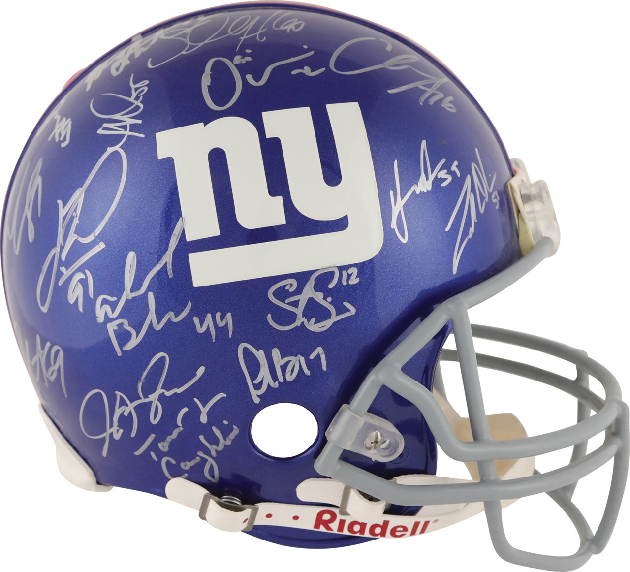 - 2007 New York Giants Super Bowl XLII Champions Team Signed Full Size Helmet (Steiner)