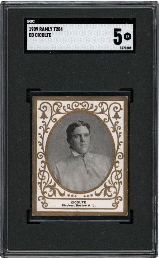 Baseball and Trading Cards - 1909 T204 Ramly Ed Cicotte SGC EX 5 (Pop 2 One Higher)