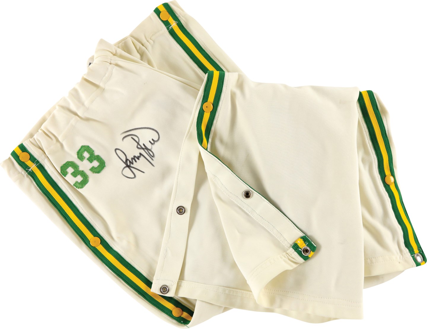 - Early 1980s Larry Bird Boston Celtics Signed Game Used Warm Up Pants (Photo-Matched)