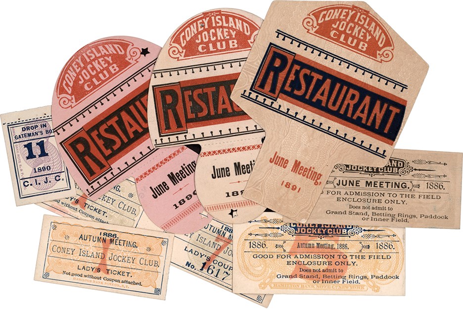 Horse Racing - Late 19th Century Admission Tickets to Coney Island Jockey Club’s Racetrack For Special Events (8)