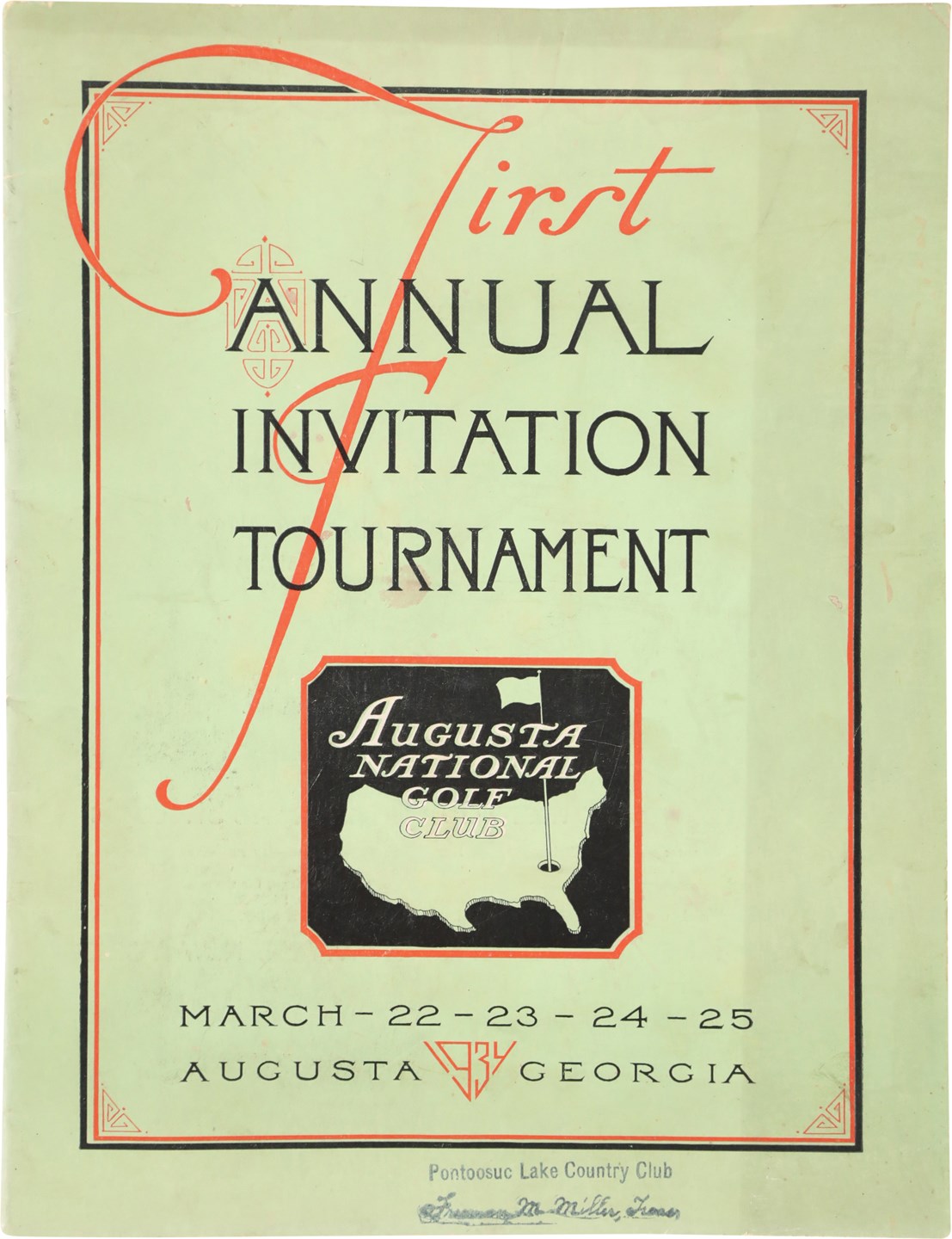 Olympics and All Sports - 1934 Masters Augusta National Inaugural Program
