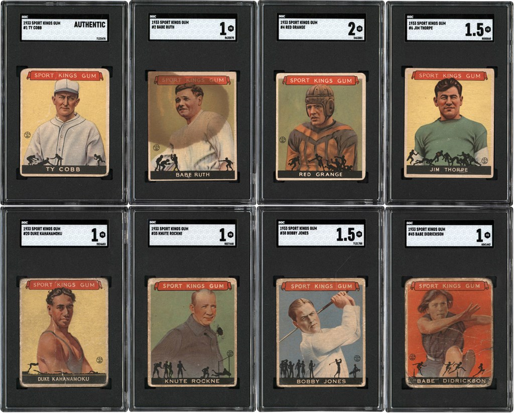 Baseball and Trading Cards - 1933 Goudey Sport Kings Near-Complete Set (37/48) w/SGC Graded Keys